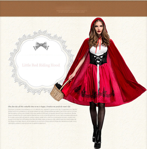Disfraz de Caperucita Roja para Halloween, Disfraz de Cosplay para Adultos, Disfraz de Fiesta Medieval para Mujer, Vestidos con Capa y Reloj, Faldas - Product Image 6