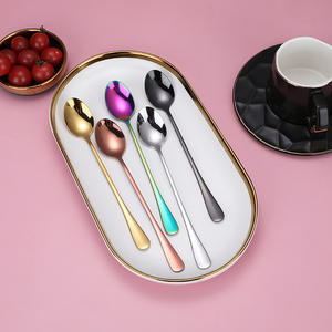 Vaisselle en acier inoxydable à long manche Nouveau design Dessert à dessus rond et cuillère à remuer le repas principal - Product Image 4