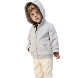 Sweat à capuche zippé noir personnalisé pour enfants, en coton épais, vierge, pour garçons, coupe oversize, avec motifs, en molleton, vente en gros fabricant - Product Image 1