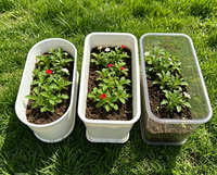 Kit de pots de fleurs rectangulaires arrondis en plastique blanc avec trous de drainage et plateaux de récupération d'eau, état neuf, décoration de jardin, pots de fleurs, jardinière, lot
