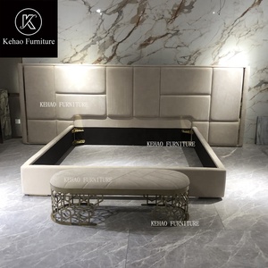 Cama de tamaño <span class=keywords><strong>King</strong></span> & Queen italiana, muebles de dormitorio con cabecero grande de cuero de lujo, tamaño <span class=keywords><strong>King</strong></span> size, villa, cama moderna personalizada - Product Image 5