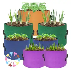 Bolsas coloridas para cultivo de plantas, macetas de tela más gruesas de 10 galones, 7 galones, 5 galones, 3 galones, etiquetas de plantas incluidas, bolsas para cultivo de patatas