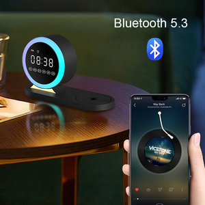 Đa chức năng CE ROHS giấy chứng nhận 4-in-1 ánh sáng ban đêm Đồng hồ báo thức <span class=keywords><strong>Bluetooth</strong></span> <span class=keywords><strong>Speaker</strong></span> với bộ sạc không dây - Product Image 4