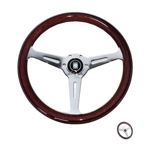 380MM ABS Volante Universal 15 Inch Black 3 Spoke Luxury Classic Vintage <b>Wood</b> Grain Steering <b>Wheel</b> - Product Image 1