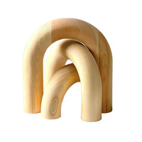 Ensemble de 3 objets décoratifs rectangulaires en bois massif écologique, décoration esthétique pour étagère, décoration de table neutre pour la maison, ensemble d'arches en bois