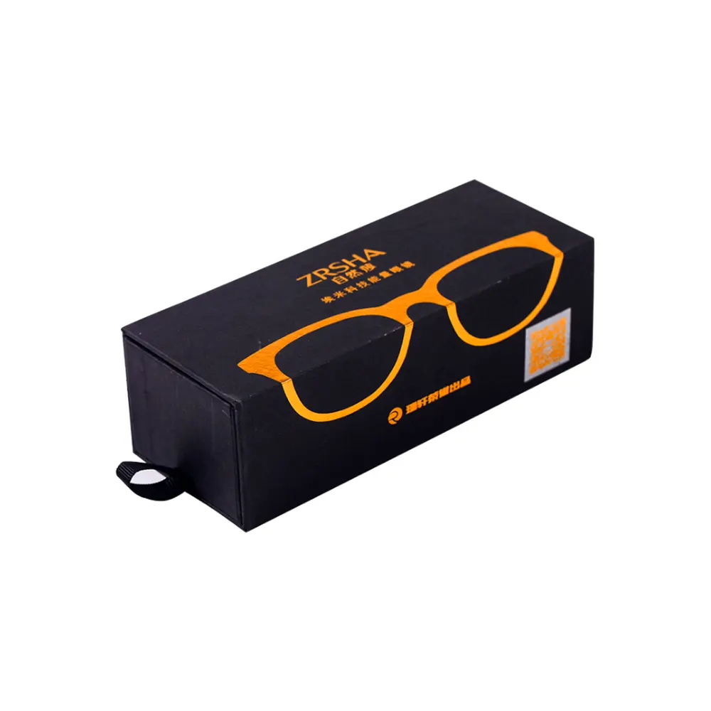 Kotak Kemasan Kacamata Hitam Mewah Kertas Karton Microfiber Portabel Ramah Lingkungan OEM