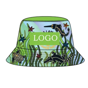 Benutzer definiertes Design Voll muster gedruckt im Freien Fischer Männer Hut Erwachsene Kappe Kinder Eimer Hüte