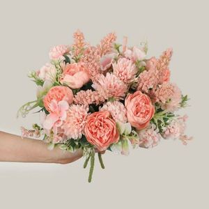 7 <b>Head</b> Rose Artificial Silk Cloth Flowers High Quality Environmental Friendly Wedding Bridal Bouquet for Mother's Day Christmas - Product Image 2