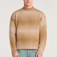 Pull en mohair personnalisé avec logo, col rond, manches longues, tricot rayé, pull décontracté d'hiver, pull en mohair tricoté pour homme