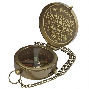 Boussole de poche vintage en laiton avec rabat, boussole de navigation pliable, style antique, cadeau nautique, vente en gros OEM - Product Image 1