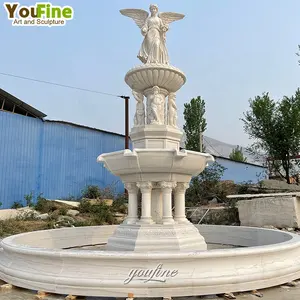 Ручная резьба, натуральный мраморный водяной фонтан с статуей ангела