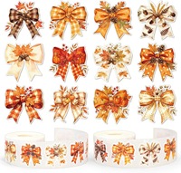 Autocollants adhésifs en forme de nœud pour l'automne et Thanksgiving, rouleau d'autocollants écologiques pour la décoration de carnets, de journaux et de boîtes cadeaux