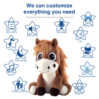 Peluches douces personnalisées cheval en peluche assis marron avec sac de bonbons Animal en peluche réaliste cheval bébé jouet