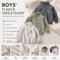 Sweat-shirt d'hiver 2026 pour garçons, doublé polaire, col montant, demi-zip, en mélange de coton doux, chaud et décontracté, style streetwear pour enfants