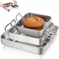 Plaque de cuisson rectangulaire en acier inoxydable avec poignées, durable et compatible lave-vaisselle, pour four, idéale pour gâteaux, pains et pâtisseries