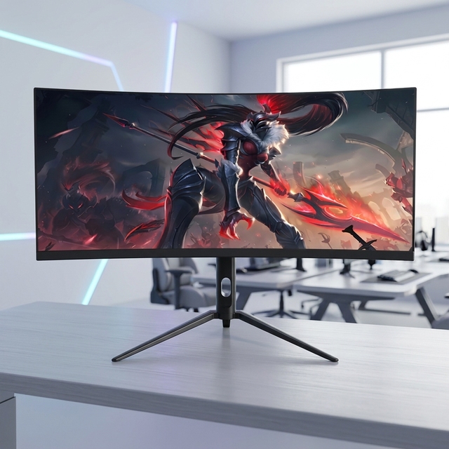 34 Inch Ultra Wide 21:9 Curved Gaming Monitor UWQHD 3440x1440 165Hz VA 1ms Frameless RGB Backlight