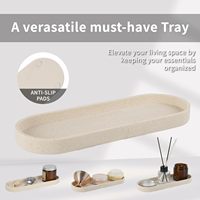 Ensemble d'organisateurs de salle de bain en résine texturée imitation travertin CF, antidérapant, avec distributeur de savon, porte-brosse à dents et plateau pour gobelets
