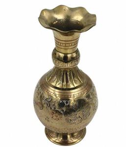 Vintage Brass <b>Flower</b> Vase Engraved Floral Planter Round Decorative Vessel for Home Wedding <b>Artificial</b> <b>Flower</b> Eco-Friendly - Product Image 4