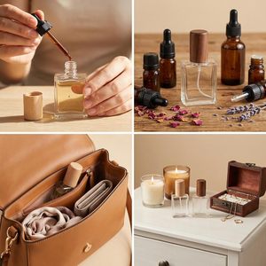 15ml Portable Empty Clear <b>Perfume</b> <b>Bottle</b> Refillable <b>Perfume</b> Glass <b>Spray</b> <b>Bottles</b> with Wooden Lid - Product Image 3