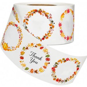 Étiquettes de remerciement pour l'automne, autocollants ronds en papier auto-adhésifs pour emballages cadeaux et artisanat, design écologique - Product Image 1