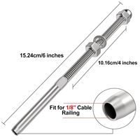 316T stainless steel cable railing threaded stud tensioner receiver round cover female terminal straight rod connector