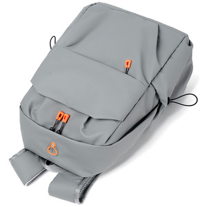 Gray <b>Laptop</b> <b>Backpack</b> 15 Inch Large Capacity Business Travel Bag With Orange Accents - Product Image 3