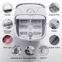 Appareil de spa pour les pieds électrique sans fil avec télécommande, lumière rouge chauffante, bulles et 6 rouleaux de massage
