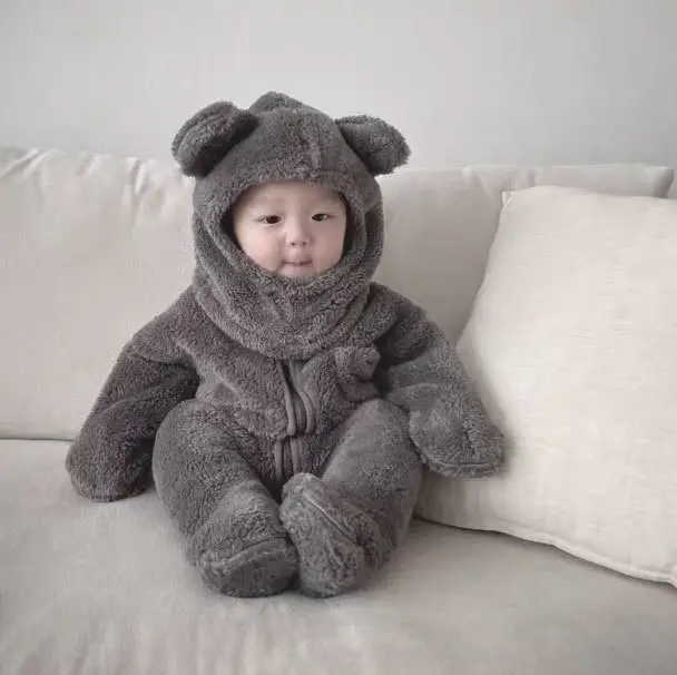 OEM toptan çocuklar tulumlar bebek kız erkek Cosplay giysi kış hayvan yenidoğan bebek tulum
