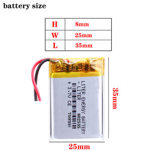 802535 3.7 <span class=keywords><strong>GPS</strong></span> PSP แบตเตอรี่พลังงานมือถือ12G,12G 750 Mp3 V MP4 Mah ลิเธียมโพลิเมอร์ Li Ion เซลล์แบตเตอรี่แบบชาร์จไฟได้สำหรับ MP5 - Product Image 2