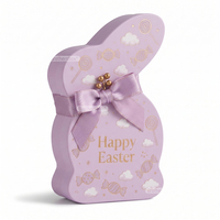 Emballage de chocolat de Pâques en forme de lapin de qualité alimentaire personnalisé OEM, estampage à chaud doré, boîte cadeau de fête en deux parties avec ruban