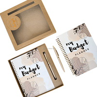 Carnet de planification budgétaire spirale personnalisé sans date avec stylo et coffret cadeau A5 – Organiseur financier mensuel