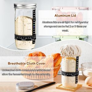 Sourdough Bread <b>Baking</b> Supplies 24 oz Sourdough Starter Jar <b>Silicone</b> Eco-Friendly <b>Baking</b> Pastry Spatulas Kit Number 4 Date - Product Image 4