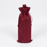 Vente en gros de bouteilles de vin rouge de 750ml emballage de champagne en lin sac à cordon de jute de Noël avec motif en lin style lettre
