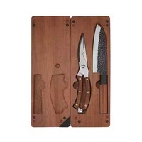 Ensemble de couteaux de camping en bois personnalisable pour l'extérieur, planche à découper pliable en bois avec ciseaux, couteau de chef pour la cuisine et la découpe