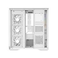 White Mid Tower ATX Gaming Case with Tempered Glass Front and Side USB Ports Cooling Holes Supports 360mm Top Radiator