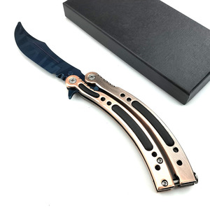 Couteau papillon d'entraînement non affûté en alliage de zinc - <span class=keywords><strong>Balisong</strong></span> de sécurité pour la personnalisation DIY et l'entraînement au flip - Product Image 5