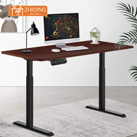 Bureau assis-debout électrique moderne à double moteur, réglable en hauteur, avec plateau en bois, convertible et intelligent pour mobilier commercial