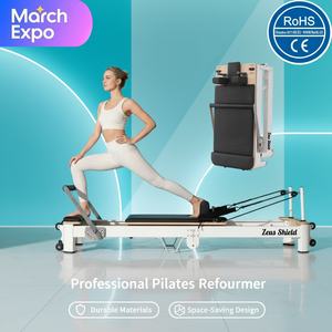 Equipo Multifuncional Ajustable para Yoga y Pilates, Reformer de Pilates Plegable de Aluminio Negro para Ejercicio - Product Image 1