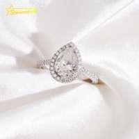 Bague de fiançailles en argent 925 avec moissanite taille poire 7x10mm 2 carats, design Halo, bijoux fins personnalisés pour femme