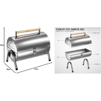 Barbecue portable SEJR en acier inoxydable avec poignée en bois, pieds pliables et dispositif de sécurité anti-flamme pour 3 à 8 personnes, idéal pour les barbecues en plein air