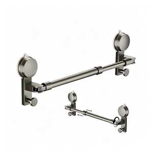 Toallero sin taladro con fuerte succión, organizador de ducha ajustable para puerta de vidrio, pared y esquina, para toallas de baño y pantuflas - Product Image 1