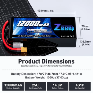 بطارية Zeee لطائرة الدرون التي يتم التحكم فيها عن بعد (RC)، بطارية ليبو FPV بجهد 14.8 فولت 4S، بسعات 3700/4200/6000/6500/7500/8000/9000/12000 مللي أمبير، 100C، بطارية FPV للطائرات بدون طيار (Drone/UAV) - Product Image 5