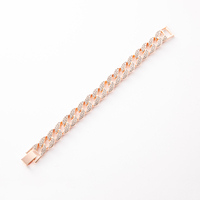 2025 vente en gros 15MM Miami chaîne cubaine glacé plein diamant strass or argent bracelets pour hommes femmes bijoux