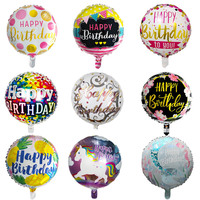 Vente en gros 18 pouces, impression personnalisée or estampage à chaud joyeux anniversaire rond fête ballons en aluminium