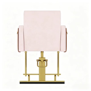 Fauteuil de Barbier Moderne, Chaise de Coiffure Rembourrée avec Dossier en Cœur et Base Dorée pour Salon de Beauté - Product Image 6