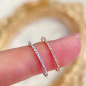 Xinfly 18k Gold 0.1ct Natural Diamond Classic AU750 <b>Row</b> Eternity Rings Fashion Jewelry - Product Image 2