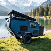 Caravane de camping tout-terrain de luxe avec toit rigide, suspension indépendante, pour voyages en terre inconnue