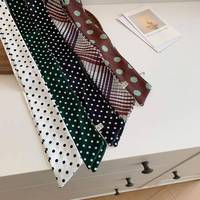 Syal Polkadot Hitam-Putih Gaya Korea - Kedatangan Baru Musim Semi/Panas, Syal Leher Elegan Multifungsi Bahan Poliester