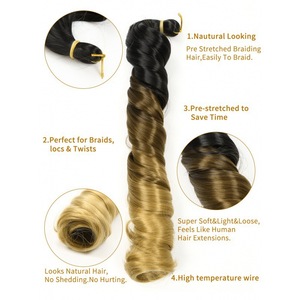 Cabello trenzado 22 pulgadas fibra sintética cuerpo suelto onda espiral extensiones españolas cabello trenzado rizado francés - Product Image 4