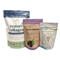 Sachet d'emballage personnalisé en VMPET mat AL 200g 100g pour poudre protéinée, superaliment vert, complément alimentaire nutritionnel, avec fermeture éclair réutilisable